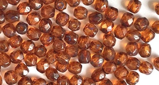3mm Light Milky Pink Picasso Czech Faceted Firepolish Glass Beads (50)