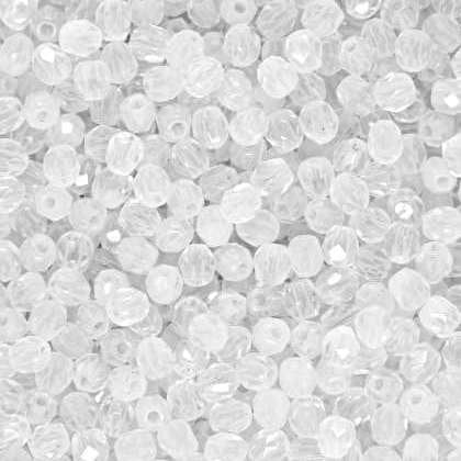 3mm Milky White Czech Firepolish Faceted Glass Beads (50)