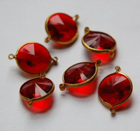 Vintage Ruby Red Acrylic Rivoli Channel Set 14mm 2 Loop chr157