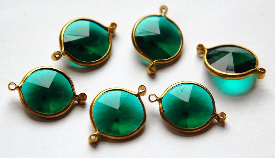 Vintage Emerald Green Acrylic Rivoli Channel Set 14mm 2 Loop chr157A