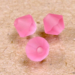 4mm Matte Rose Czech Faceted Bicone Glass Beads (50)