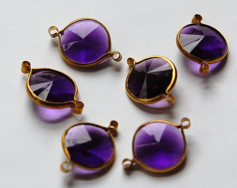 Vintage Amethyst Acrylic Rivoli Channel Set 14mm 2 Loop chr157B