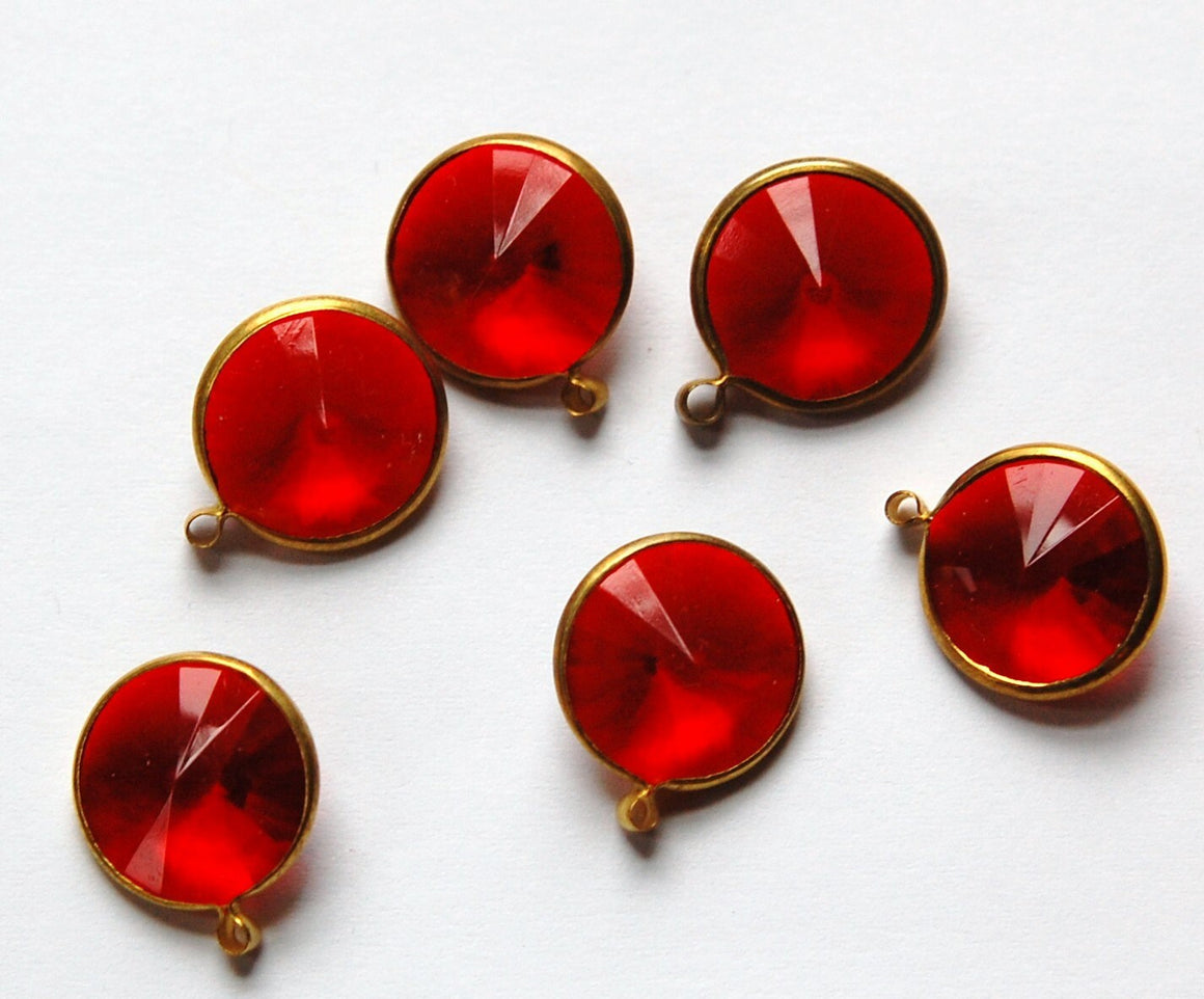 Vintage Ruby Red Acrylic Rivoli Channel Set 14mm 1 Loop Drops chr157G