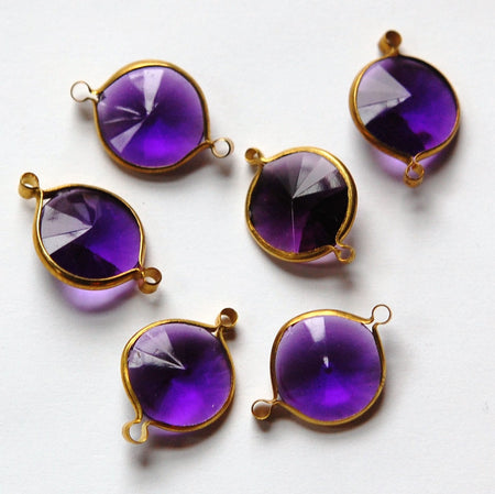 Vintage Amethyst Acrylic Rivoli Channel Set 14mm 2 Loop chr157B