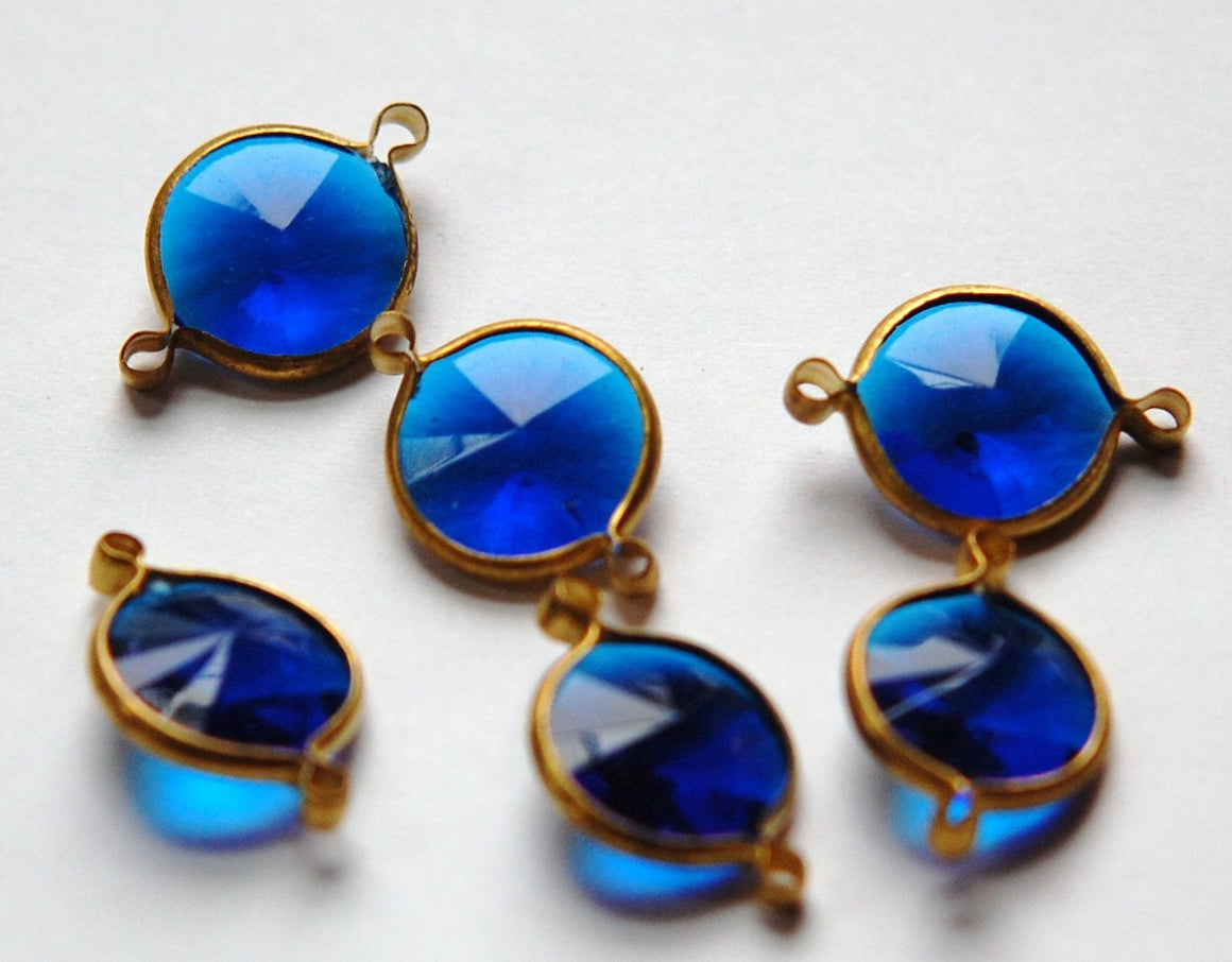 Vintage Sapphire Blue Acrylic Rivoli Channel Set 14mm 2 Loop chr157D
