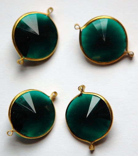 Vintage Emerald Green Acrylic Rivoli Channel Set 18mm Connectors chr156A