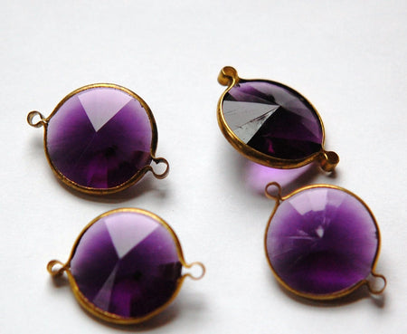 Vintage Amethyst Acrylic Rivoli Channel Set 18mm 2 Loop Connectors chr156B