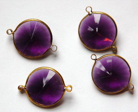 Vintage Amethyst Acrylic Rivoli Channel Set 18mm 2 Loop Connectors chr156B