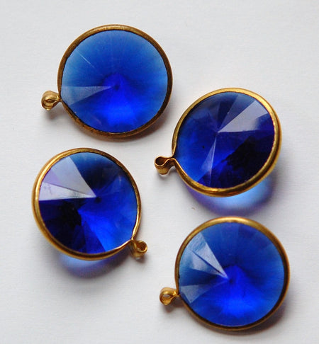 Vintage Sapphire Blue Acrylic Rivoli Channel Set 18mm 1 Loop Drops chr156L