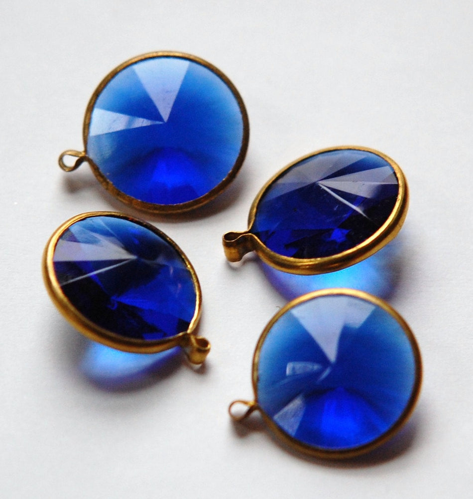 Vintage Sapphire Blue Acrylic Rivoli Channel Set 18mm 1 Loop Drops chr156L