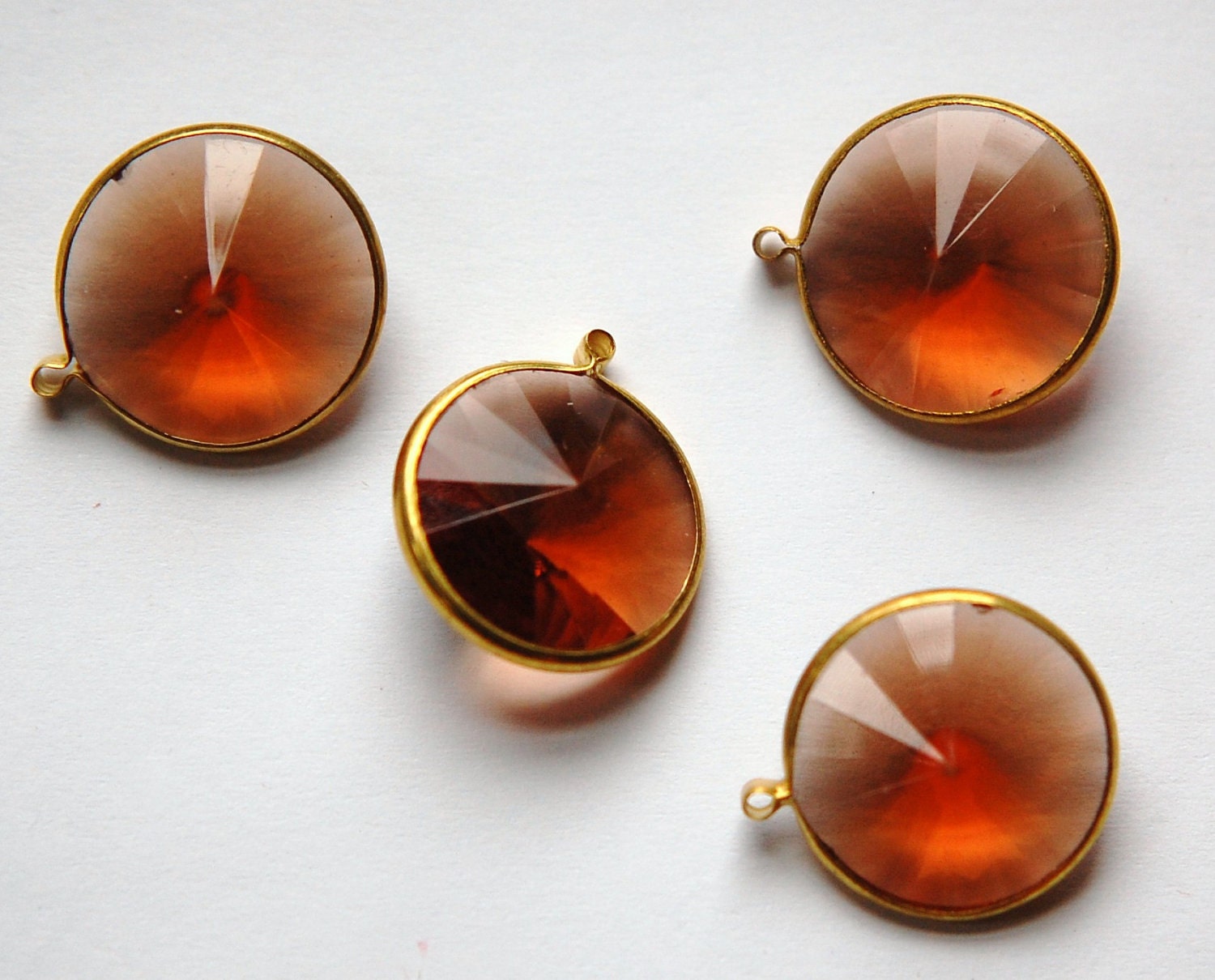 Vintage Topaz Acrylic Rivoli Channel Set 18mm 1 Loop Drops chr156M