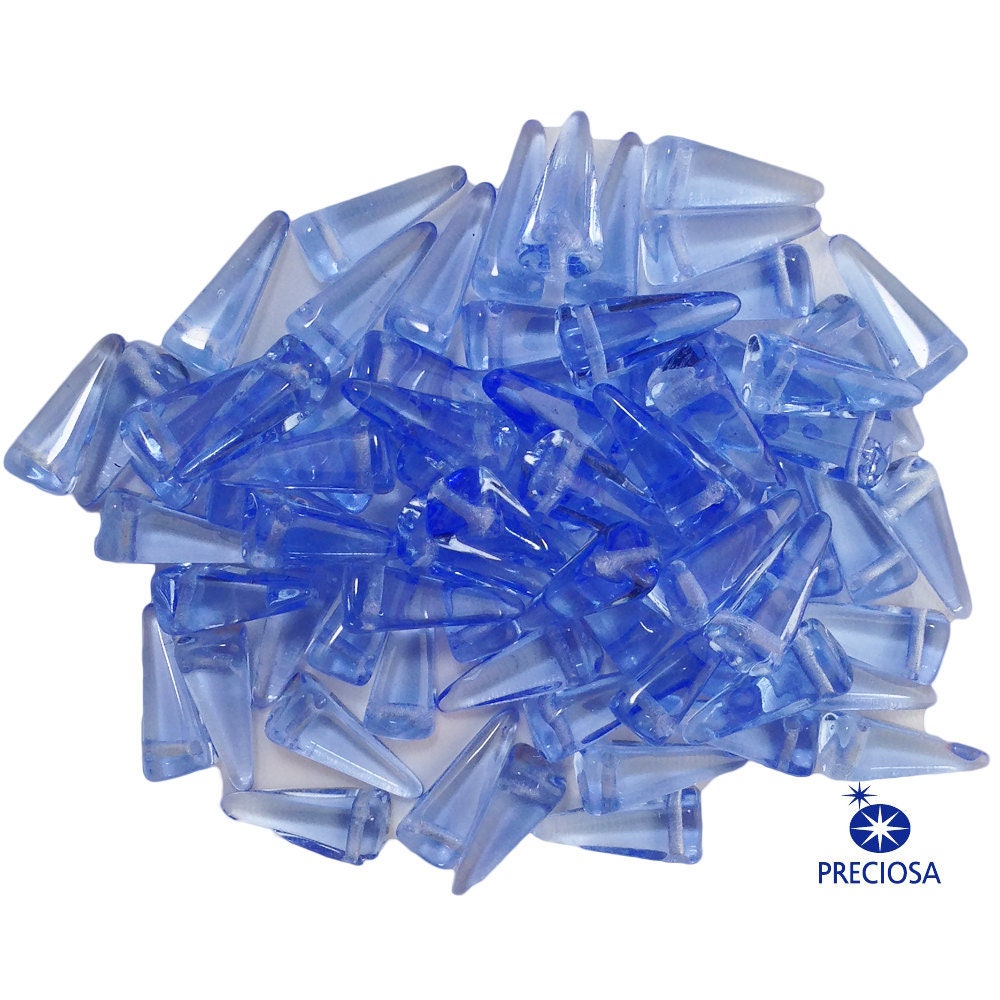 13x6mm Light Sapphire Preciosa Czech Villa Glass Beads (12)