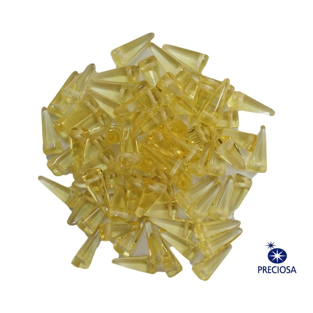 13x6mm Light Topaz Preciosa Czech Villa Glass Beads (12)