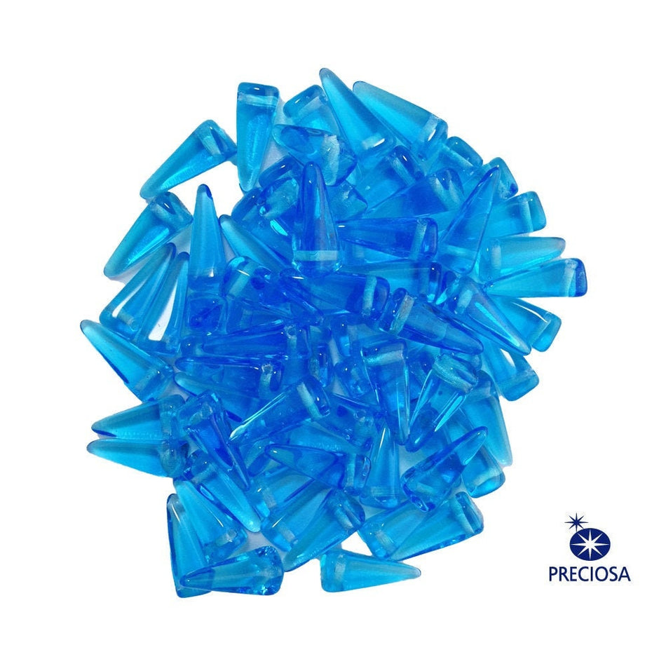 13x6mm Aqua Preciosa Czech Villa Glass Beads (12)