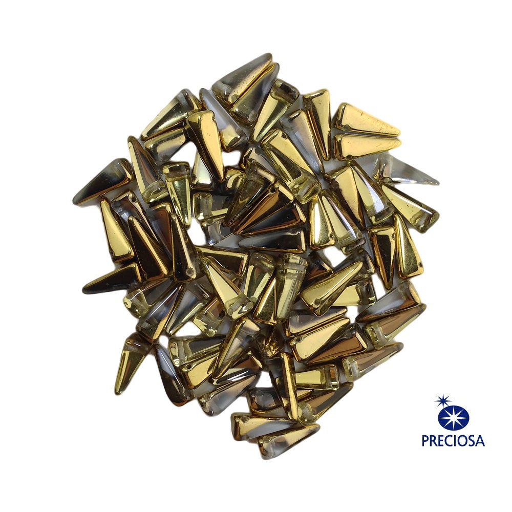 13x6mm Gold Crystal Preciosa Villa Czech Glass Beads (12)