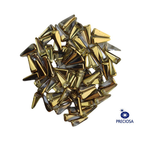 13x6mm Gold Crystal Preciosa Villa Czech Glass Beads (12)