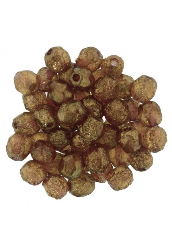 6mm Stone Patina Topaz Czech Firepolish Faceted Glass Beads (25)