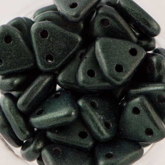 6mm Metallic Suede Dark Forest CzechMates Triangle 2 Hole Glass Beads (50)