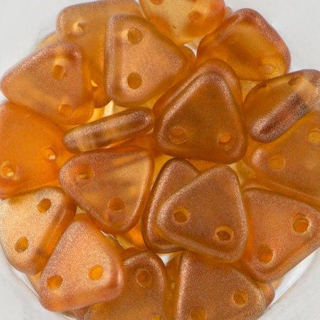 6mm Halo Sandalwood CzechMates Triangle 2 Hole Glass Beads (50)