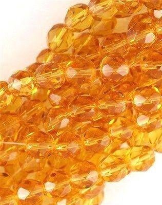 Czech Faceted Medium Topaz Firepolish Glass Beads 4mm (50)