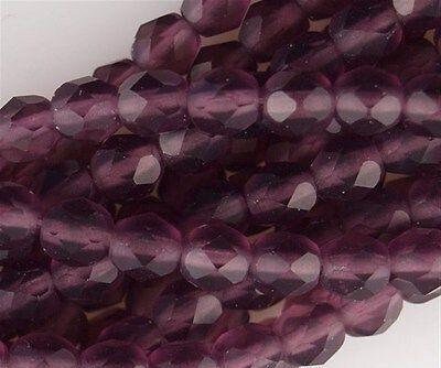 Czech Faceted Matte Amethyst Firepolish Glass Beads 6mm (25)