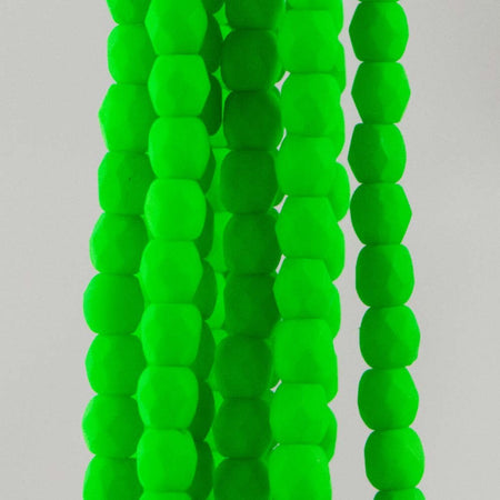 3mm Neon Green Czech Faceted Firepolish Glass Beads (50)