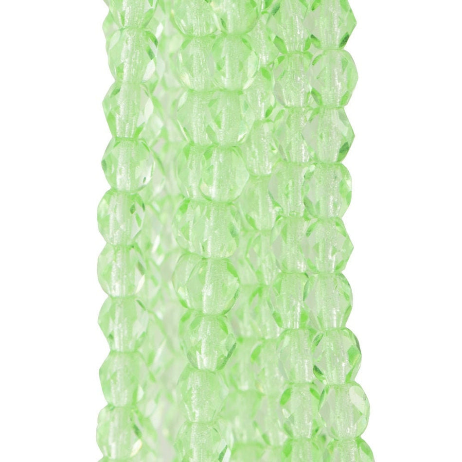 Czech Faceted Peridot Firepolish Glass Beads 4mm (50)