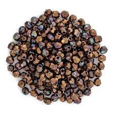 3mm Czech Faceted Jet - Bronze Vega Firepolish Glass Beads (50)