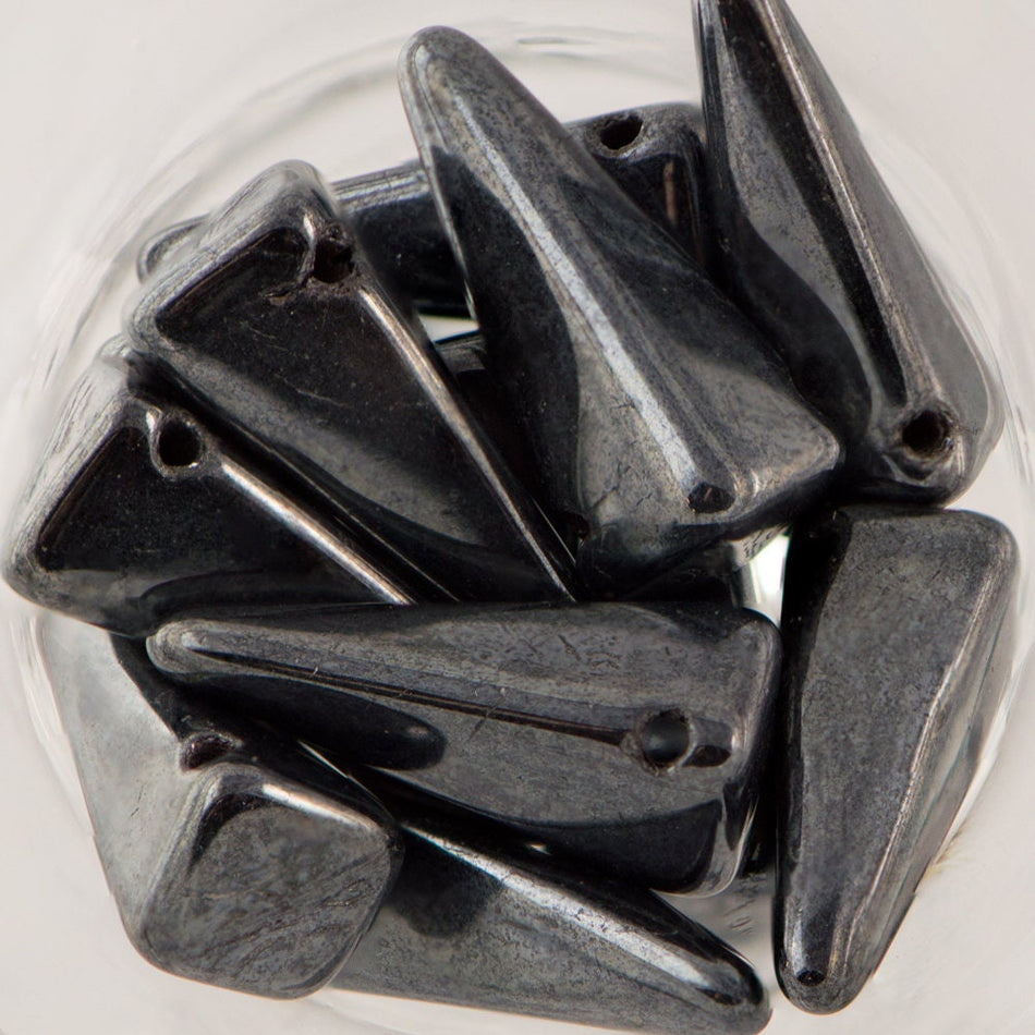 13x6mm Hematite Preciosa Czech Villa Glass Beads (12)