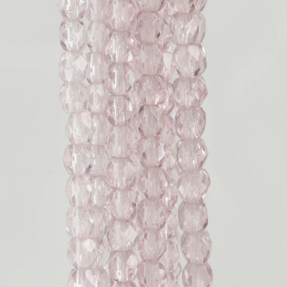 3mm Light Amethyst Czech Faceted Firepolish Glass Beads (50)