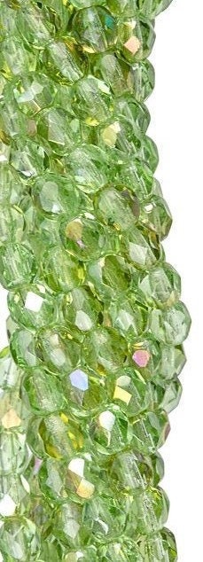 4mm Czech Faceted Twilight Peridot Firepolish Glass Beads (50)