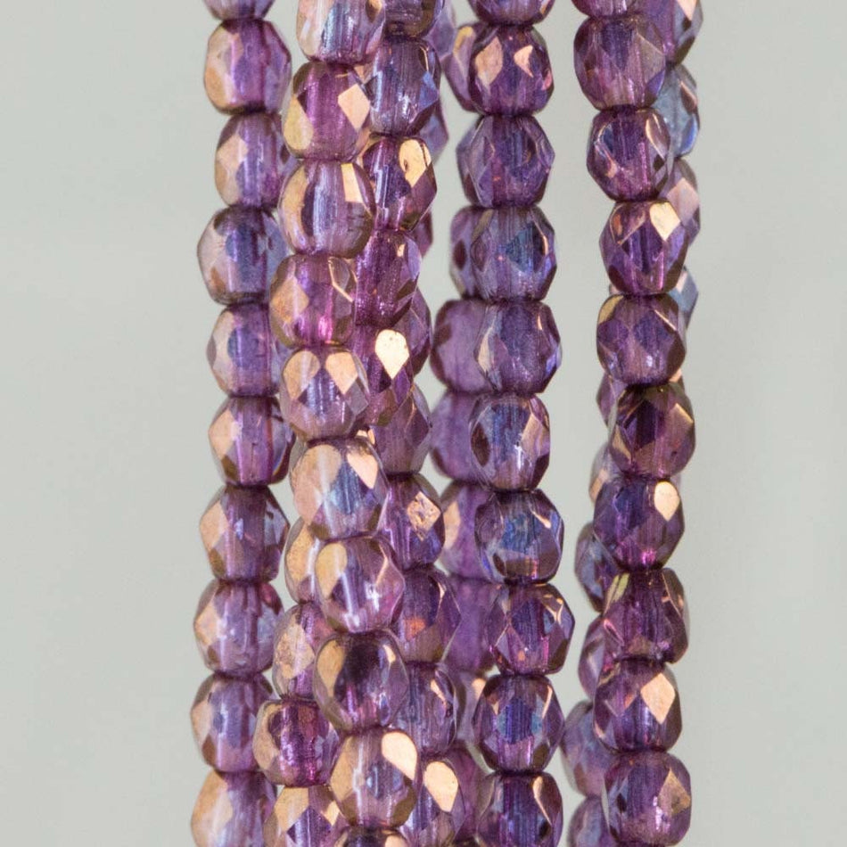 3mm Bronze Illusion Czech Faceted Firepolish Glass Beads (50)