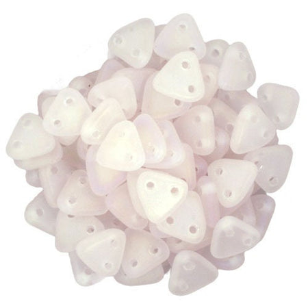 6mm Matte Iris Rosaline CzechMates Triangle 2 Hole Glass Beads (50)