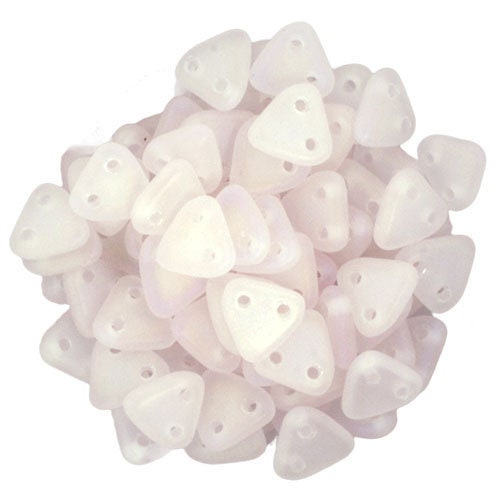 6mm Matte Iris Rosaline CzechMates Triangle 2 Hole Glass Beads (50)