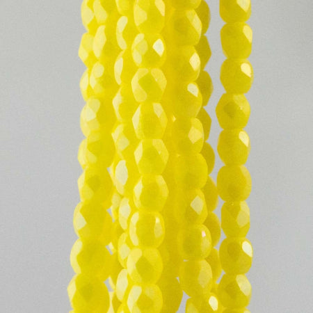 3mm Matte Luster Iris Custard Czech Faceted Firepolish Glass Beads (50)