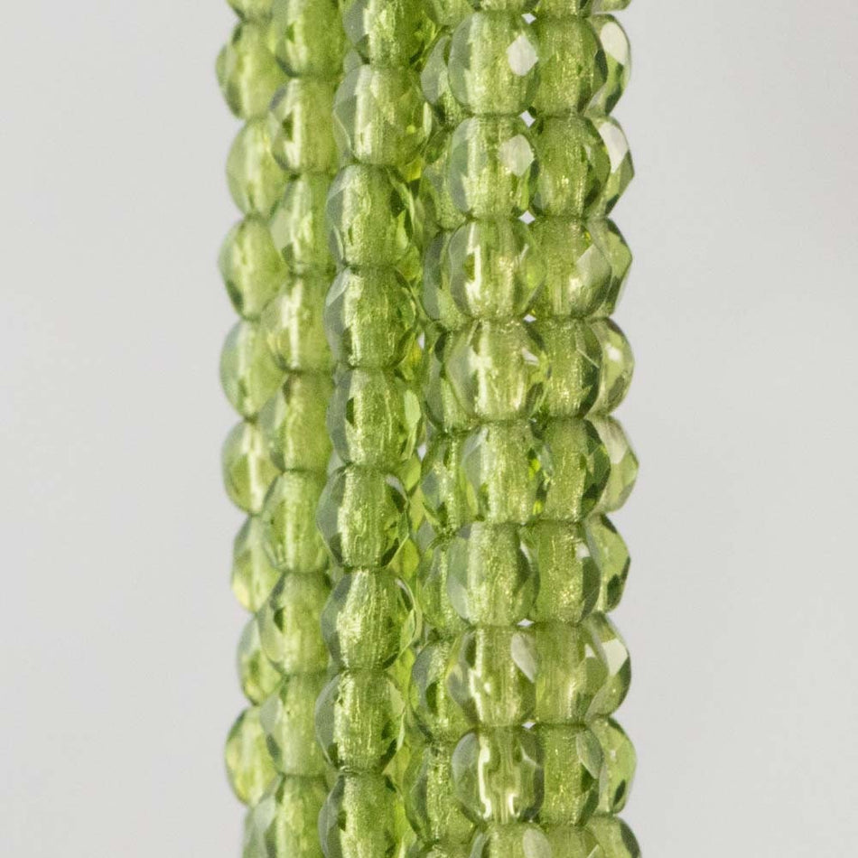 3mm Olivine Czech Firepolish Faceted Glass Beads (50)