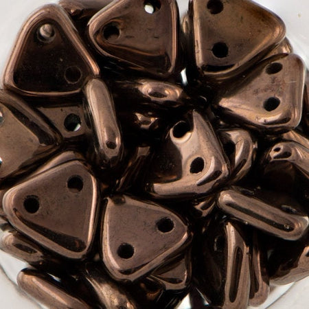 6mm Dark Bronze CzechMates Triangle 2 Hole Glass Beads (50)
