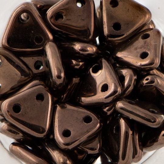 6mm Dark Bronze CzechMates Triangle 2 Hole Glass Beads (50)