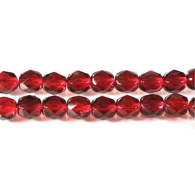 6mm Mauve Czech Faceted Firepolish Glass Beads (25)