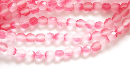 6mm Half Matte Red / Crystal Czech Firepolish Faceted Glass Beads (25)