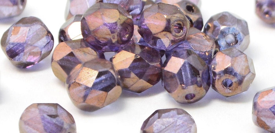 6mm Alexandrite Celsian Czech Faceted Firepolish Glass Beads (25)