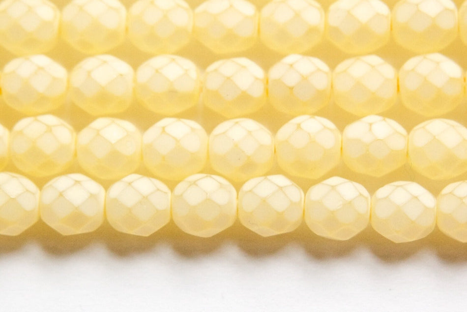 8mm Matte Jonquil Coated Czech Firepolish Faceted Glass Beads (25)