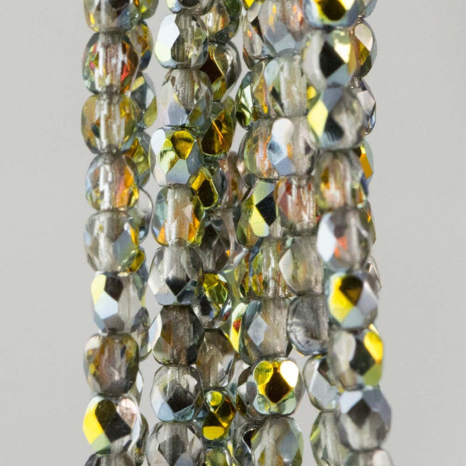 Czech Faceted Crystal / Marea Firepolish Glass Beads 3mm (50)