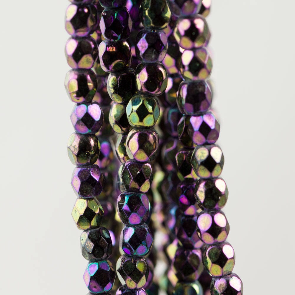 3mm Iris Purple Czech Faceted Glass Beads (50)