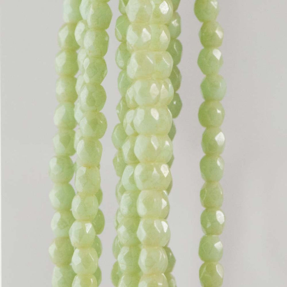 3mm Opaque Pale Turquoise Star Dust Czech Faceted Firepolish Glass Beads (50)
