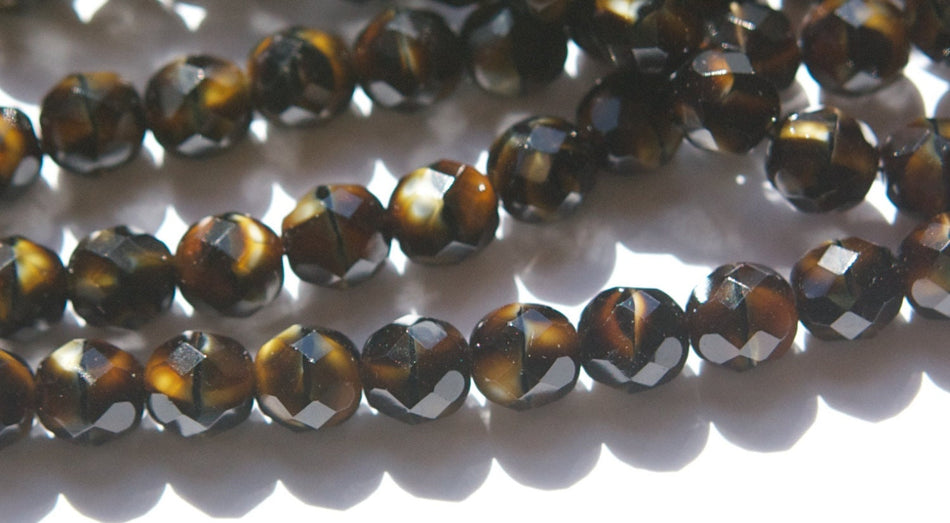 8mm Chroust Czech Firepolish Faceted Glass Beads (25)