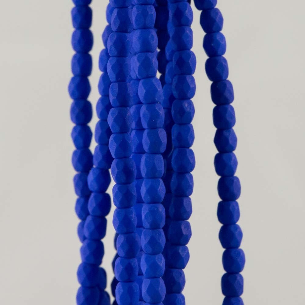 3mm Neon Blue Czech Faceted Firepolish Glass Beads (50)