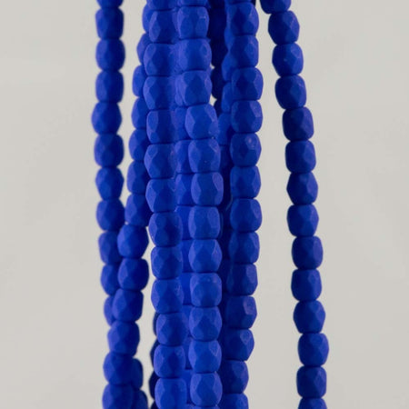 3mm Neon Blue Czech Faceted Firepolish Glass Beads (50)