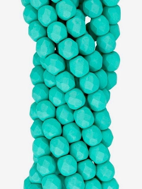 Czech Faceted Saturated Teal Firepolish Glass Beads 6mm (25)