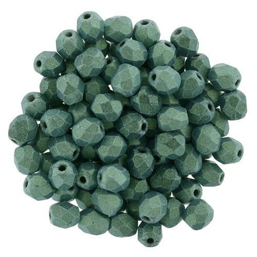 4mm Metallic Suede Light Green Czech Firepolish Faceted Glass Beads (50)